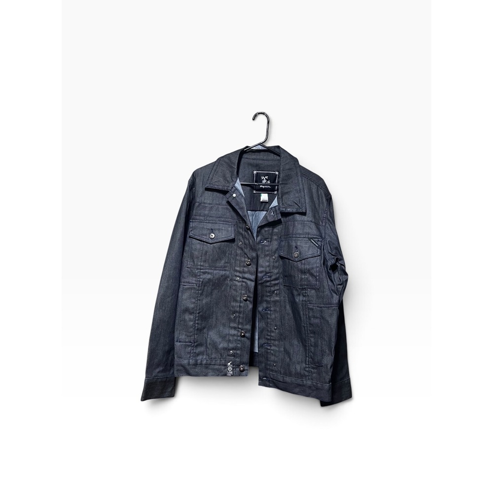 LRG Archival Black Denim Trucker Jacket - Men's Medium Y2K Skateo